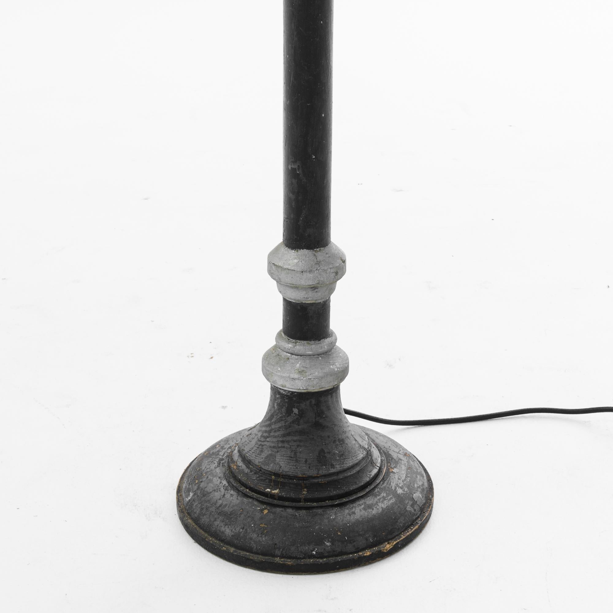 French Provincial Antique French Black and Silver Floor Lamp