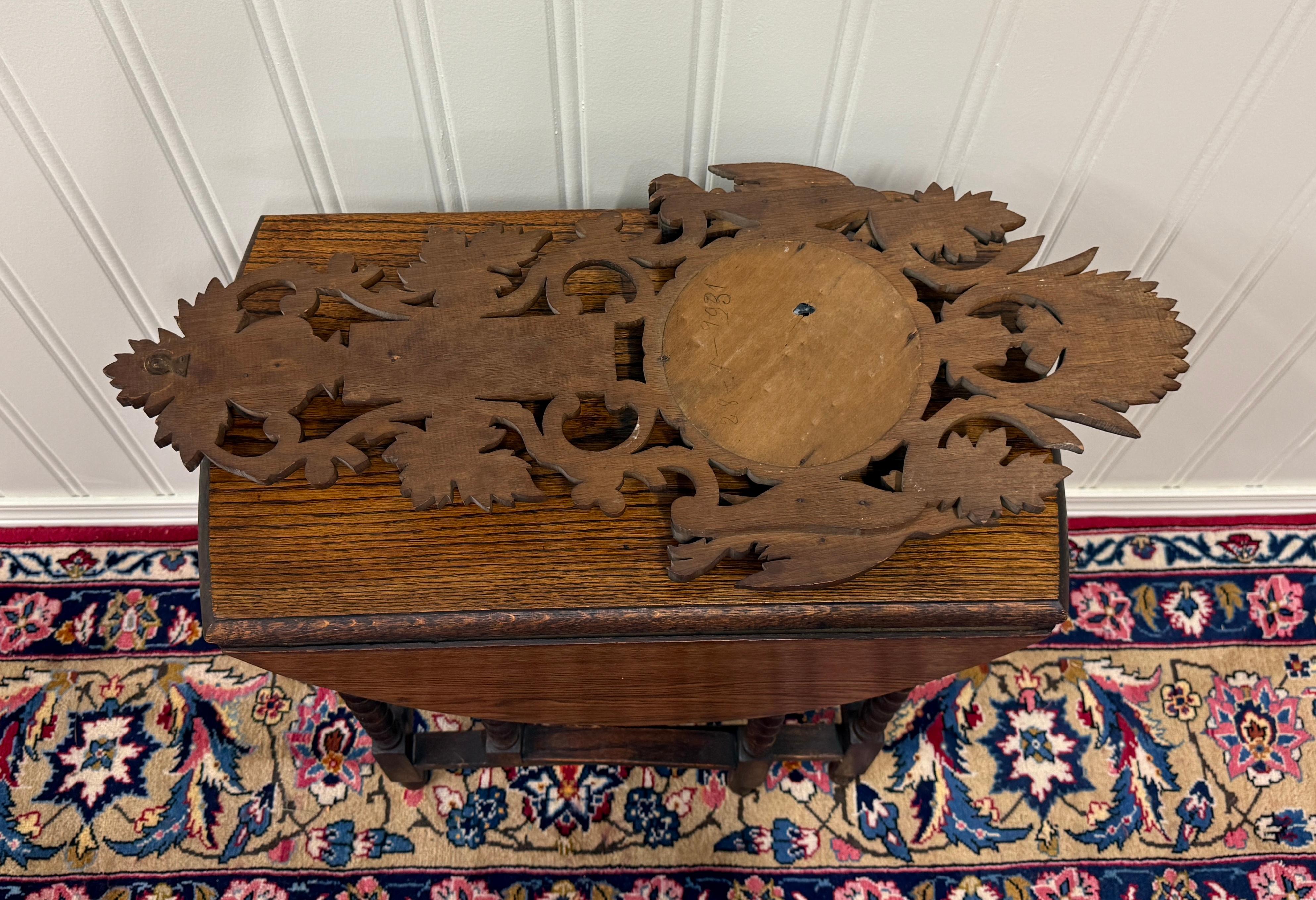 Antique French Black Forest Barómetro Termómetro Perros sabuesos Pájaros Roble tallado en venta 13