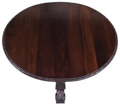 Antique French Black Forest Carved Walnut Oval Hunt Dining Library Table