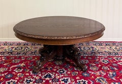 Antique French Black Forest Hunt Coffee Table OVAL Carved Griffins Oak 19th C