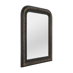 Antique French Black & Giltwood Mirror from the Napoleon III Period, circa 1880