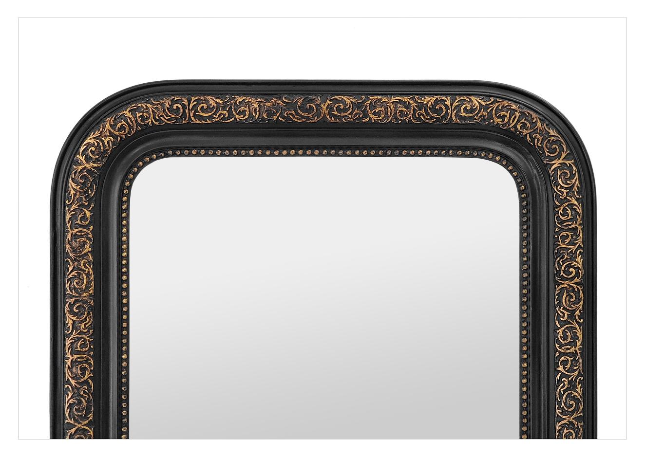 Francese Antique Mirror francese in legno nero e dorato del periodo di Napoleone III, circa 1880 in vendita