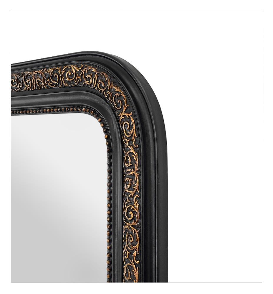 Specchio Antique Mirror francese in legno nero e dorato del periodo di Napoleone III, circa 1880 in vendita