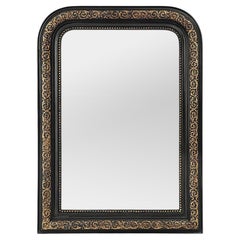 Antique French Black & Giltwood Mirror from the Napoleon III Period, circa 1880
