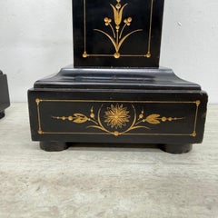 Antique French Black Marble Cassoulets Gilt Decor Pedestals Neoclassical Pair