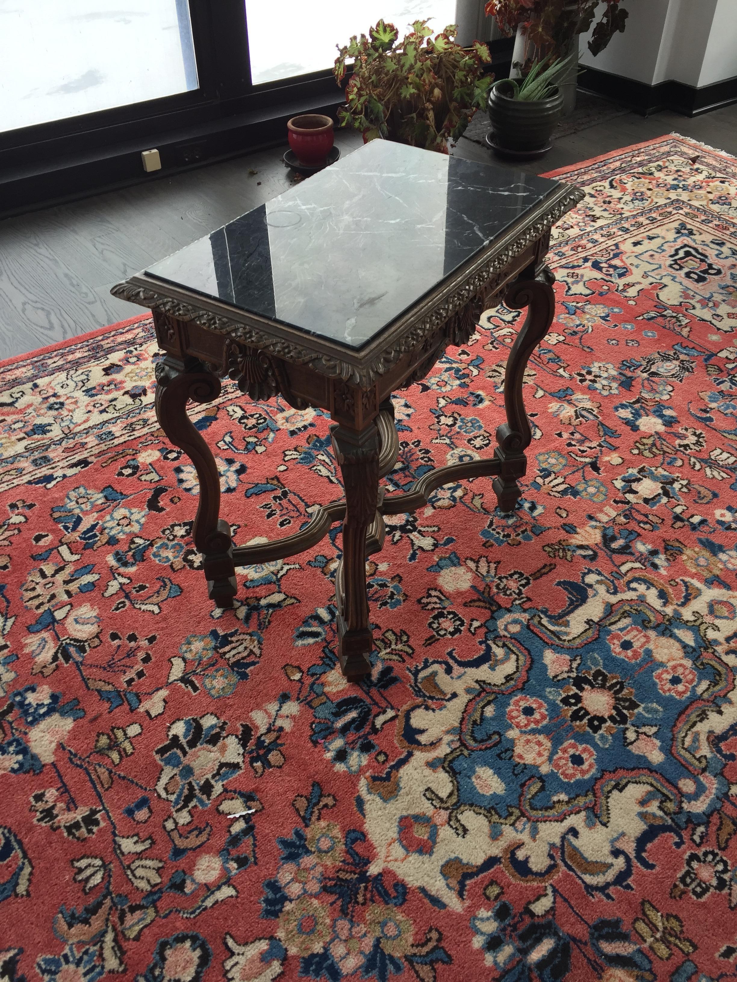 Art Deco Antique French Black Marble Side or End Table