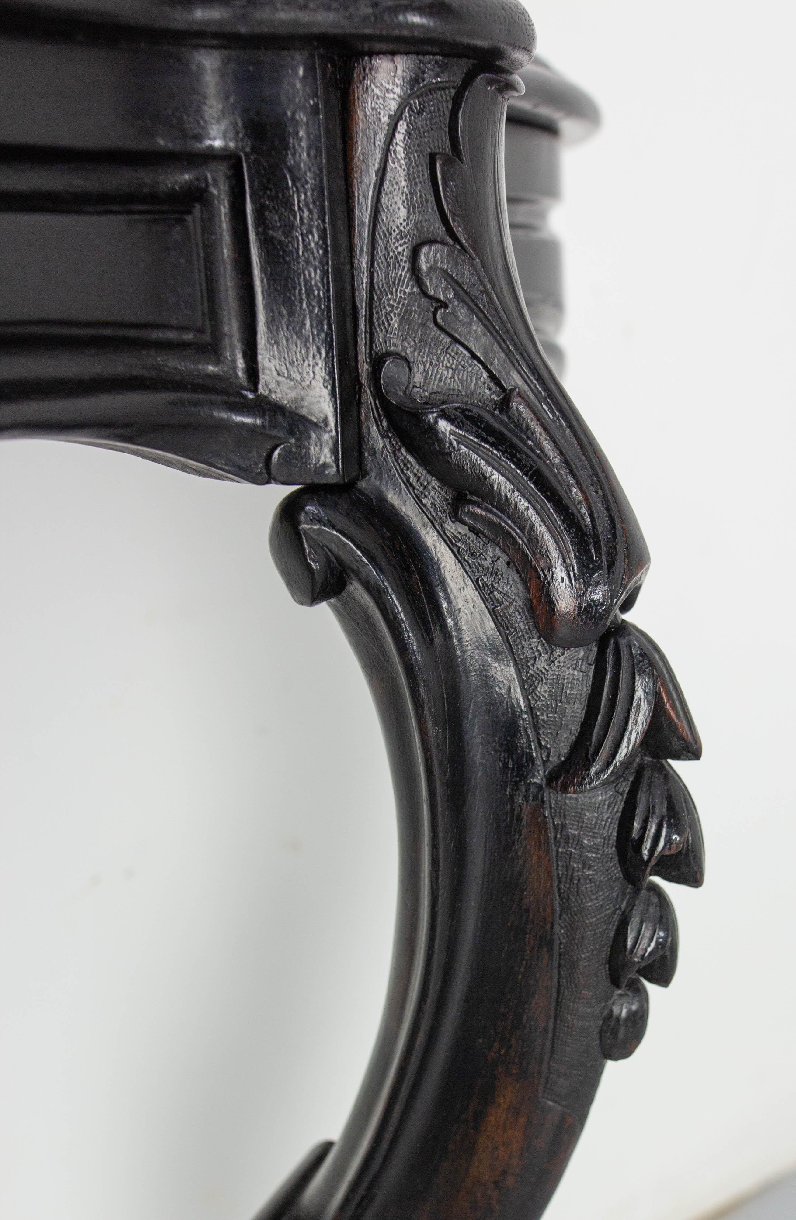 Antique French Black Patinated Wood Wall-Mounted Entry-Hall Console circa 1880 For Sale 5