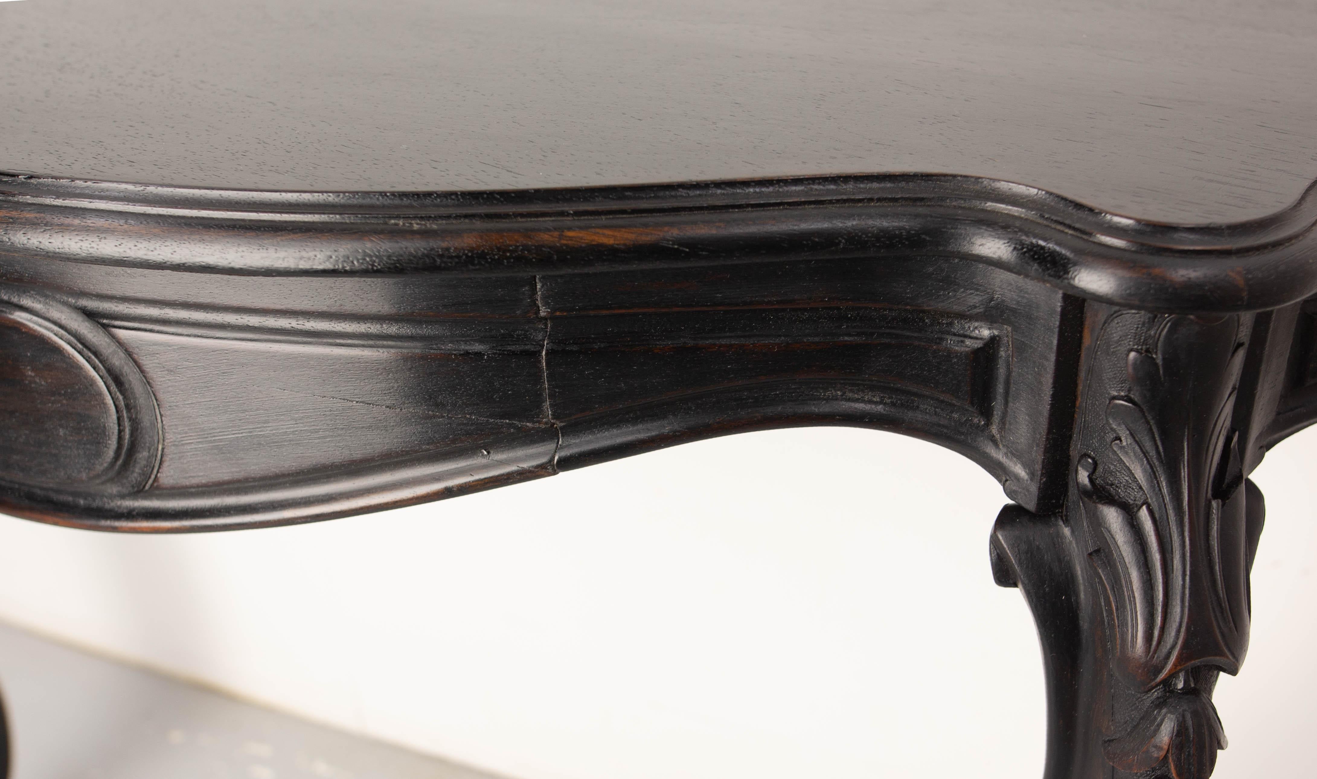 Antique French Black Patinated Wood Wall-Mounted Entry-Hall Console circa 1880 For Sale 8