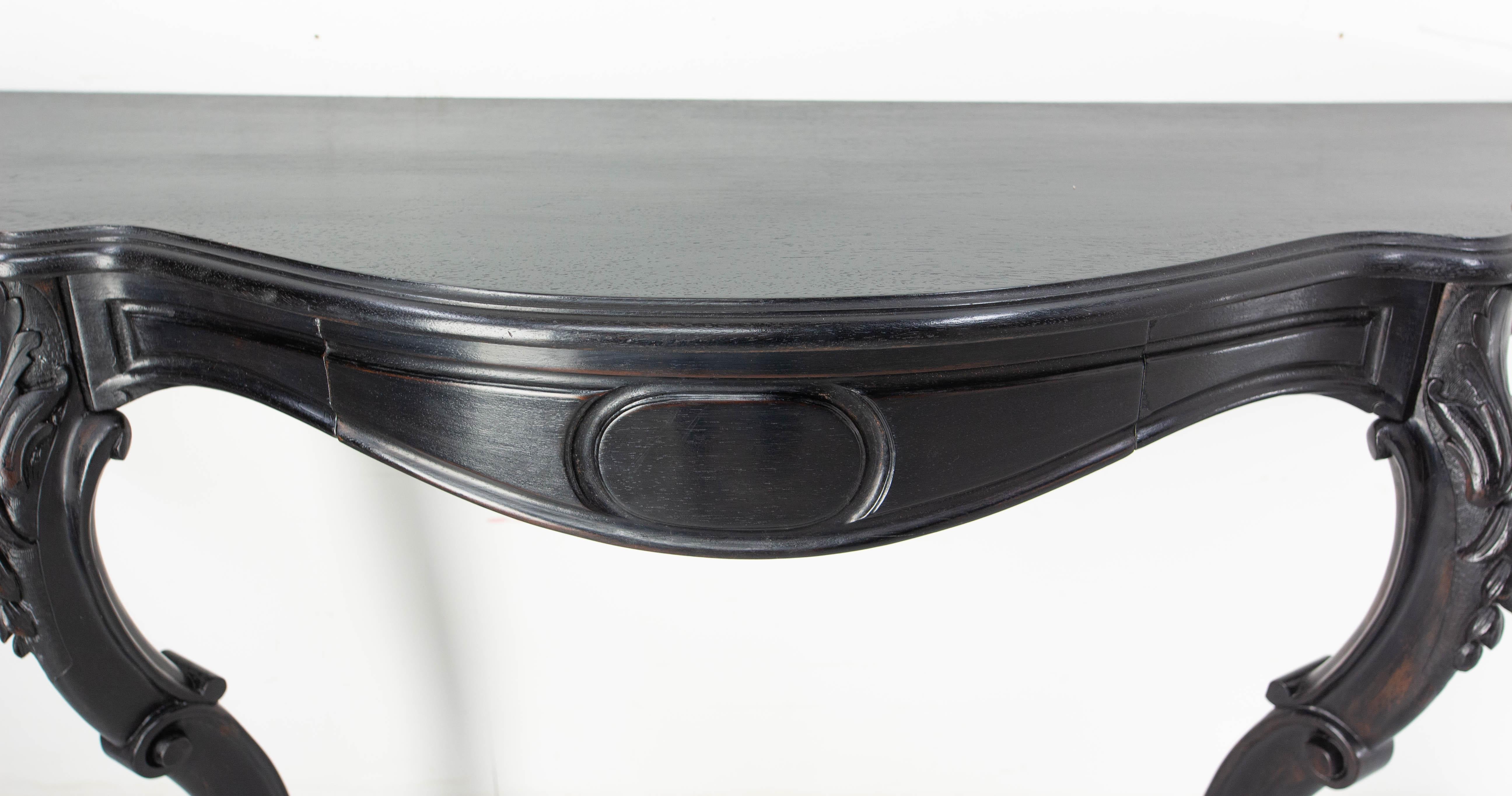 Antique French Black Patinated Wood Wall-Mounted Entry-Hall Console circa 1880 For Sale 9