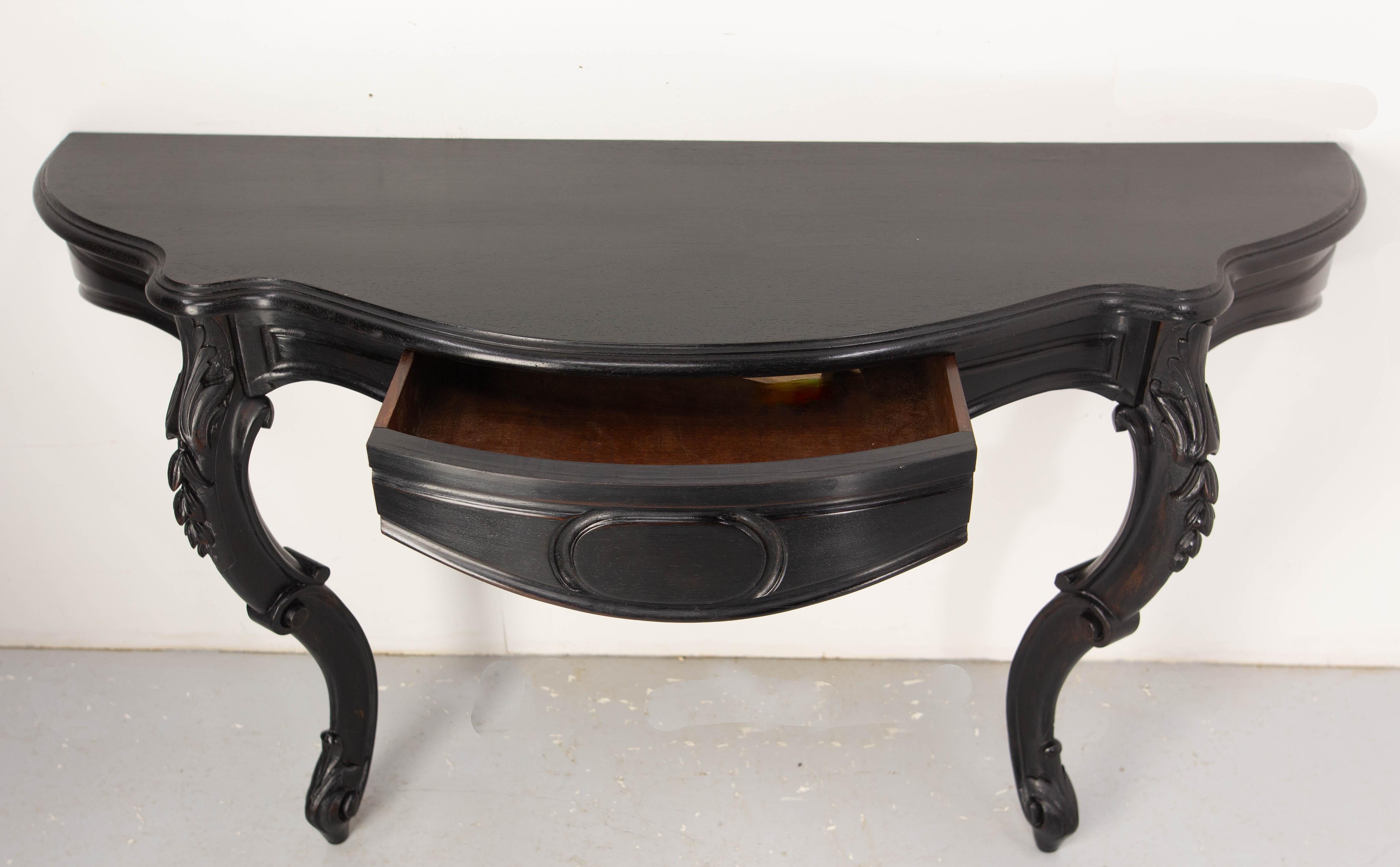 Antique French Black Patinated Wood Wall-Mounted Entry-Hall Console circa 1880 For Sale 10