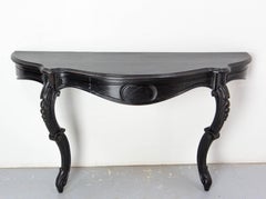 Antique French Black Patinated Wood Wall-Mounted Entry-Hall Console circa 1880