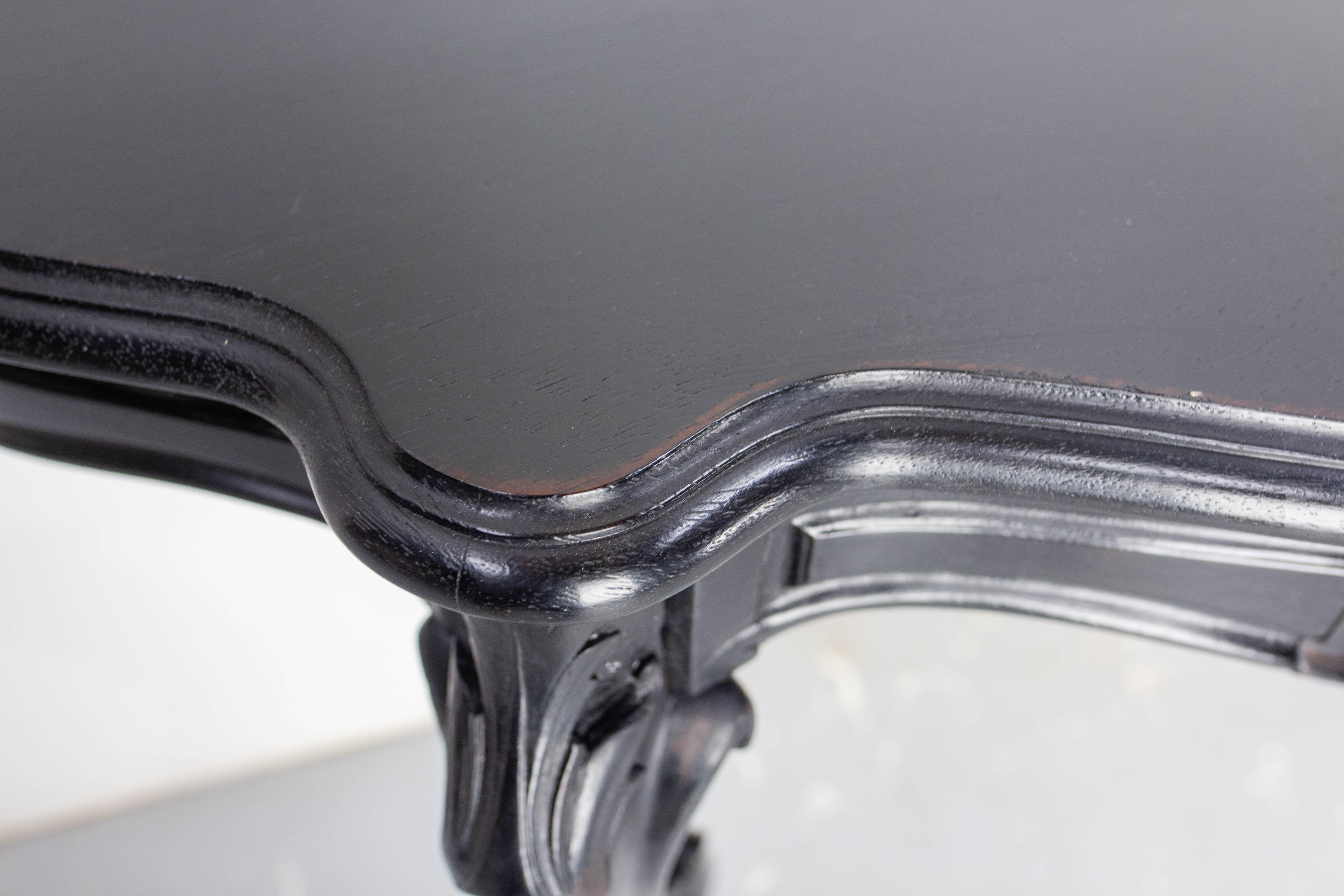 19th Century Antique French Black Patinated Wood Wall-Mounted Entry-Hall Console circa 1880 For Sale