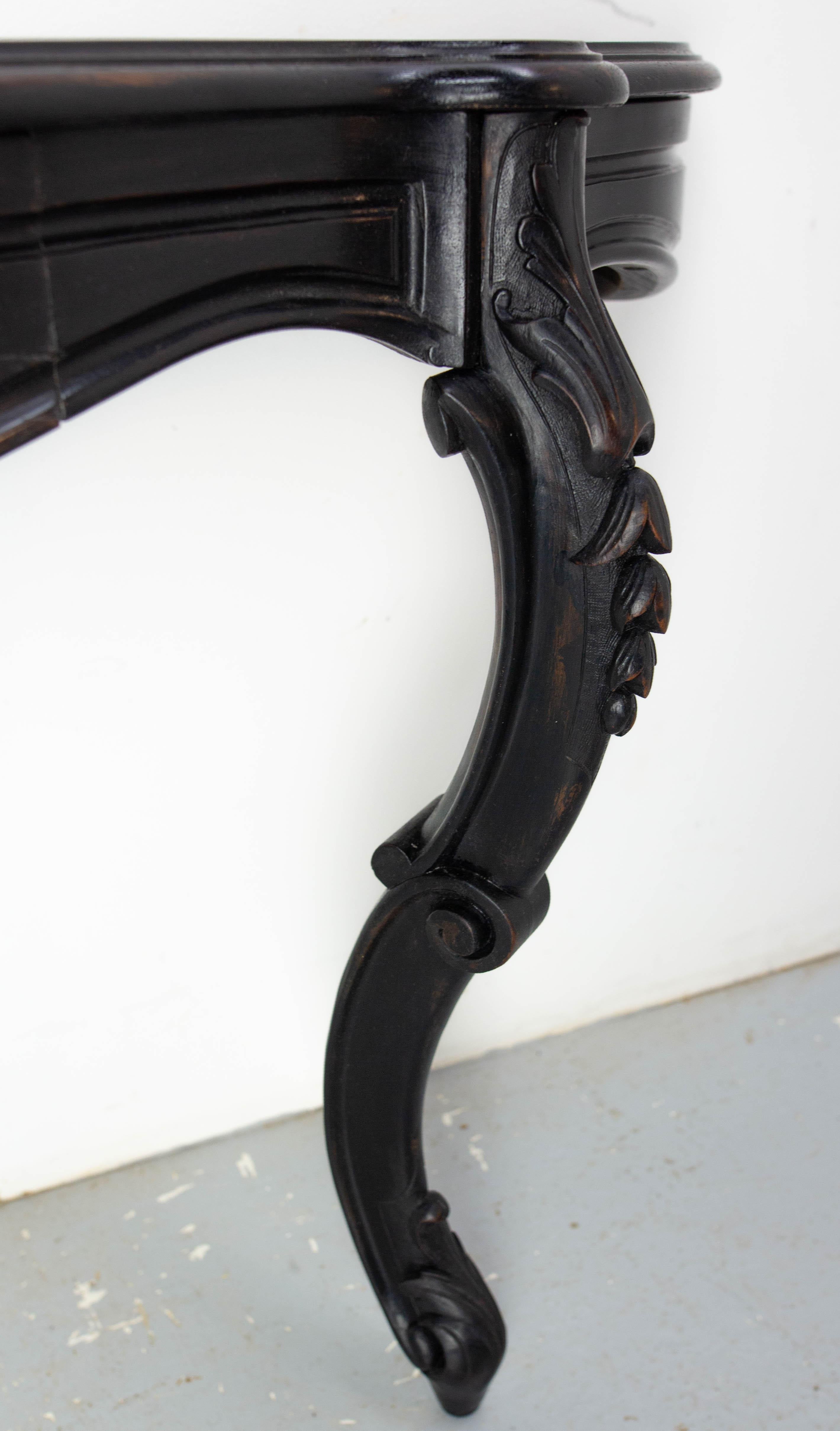 Antique French Black Patinated Wood Wall-Mounted Entry-Hall Console circa 1880 For Sale 4