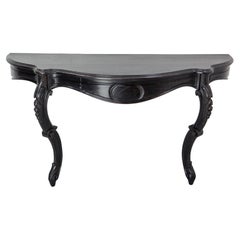 Antique French Black Patinated Wood Wall-Mounted Entry-Hall Console circa 1880
