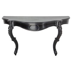 Antique French Black Patinated Wood Wall-Mounted Entry-Hall Console circa 1880