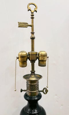 Antique French Black Porcelain Lamps