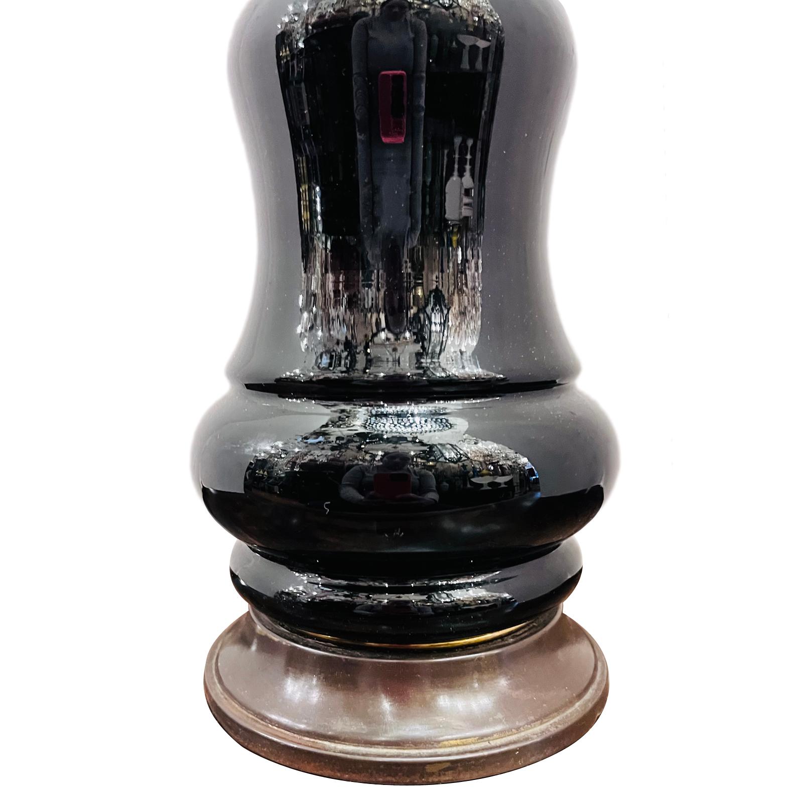 Early 20th Century Antique French Black Porcelain Lamps For Sale