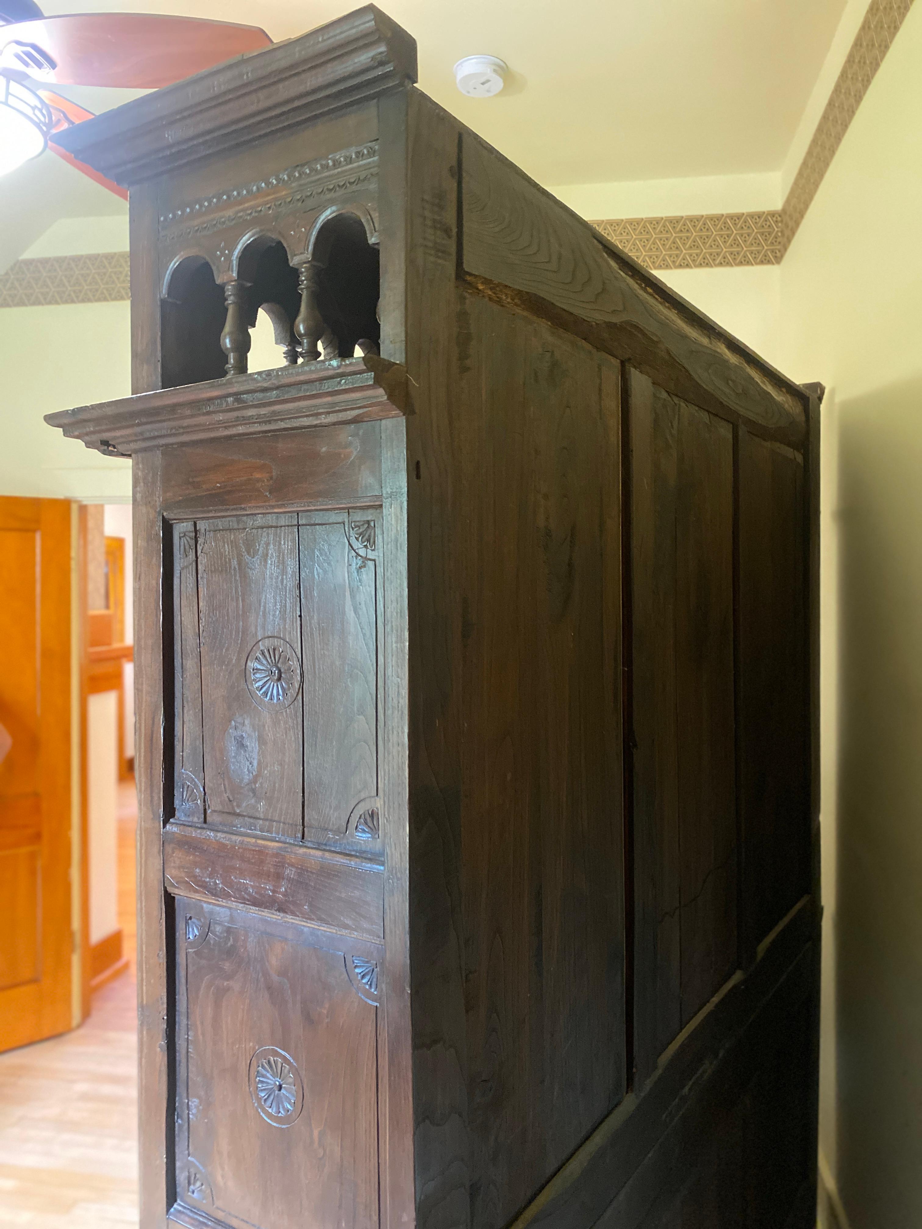 Antique French Black Stained Oak Lit Clos Cabinet, 18th C 7