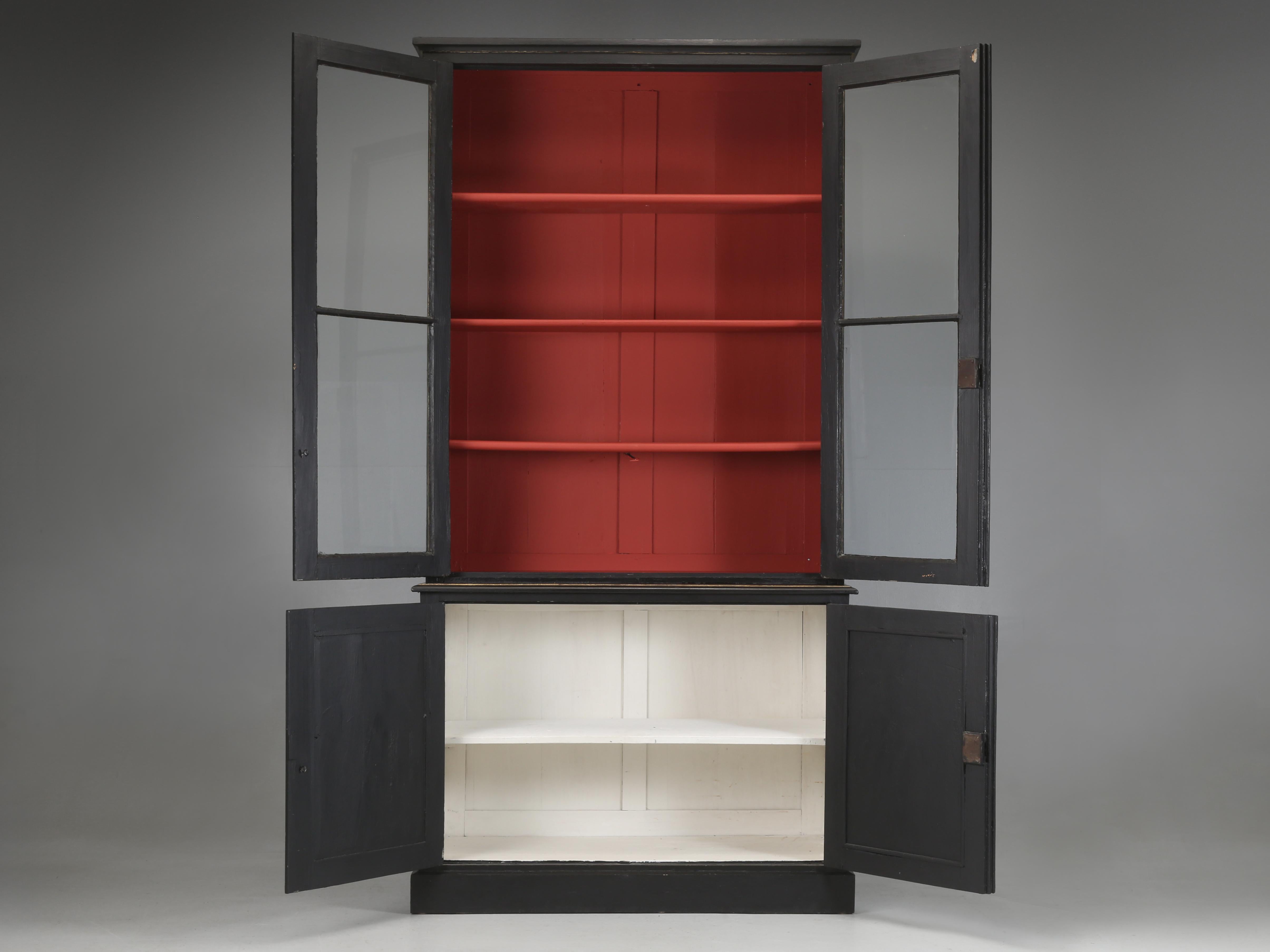 Antique French BlackLouis XVI Bookcase or China Cabinet c1800's Nicely Restored en venta 5