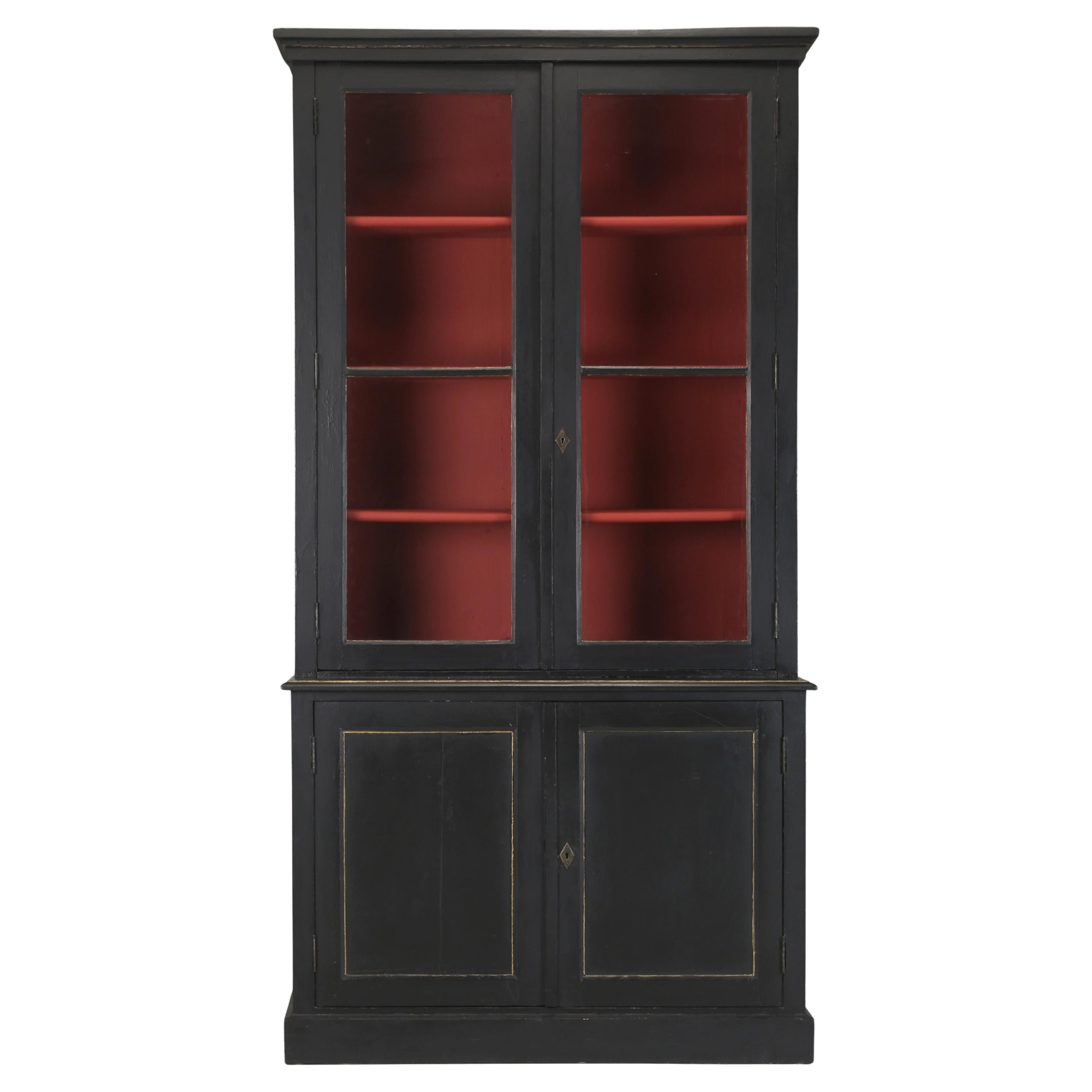 Antique French BlackLouis XVI Bookcase or China Cabinet c1800's Nicely Restored en venta