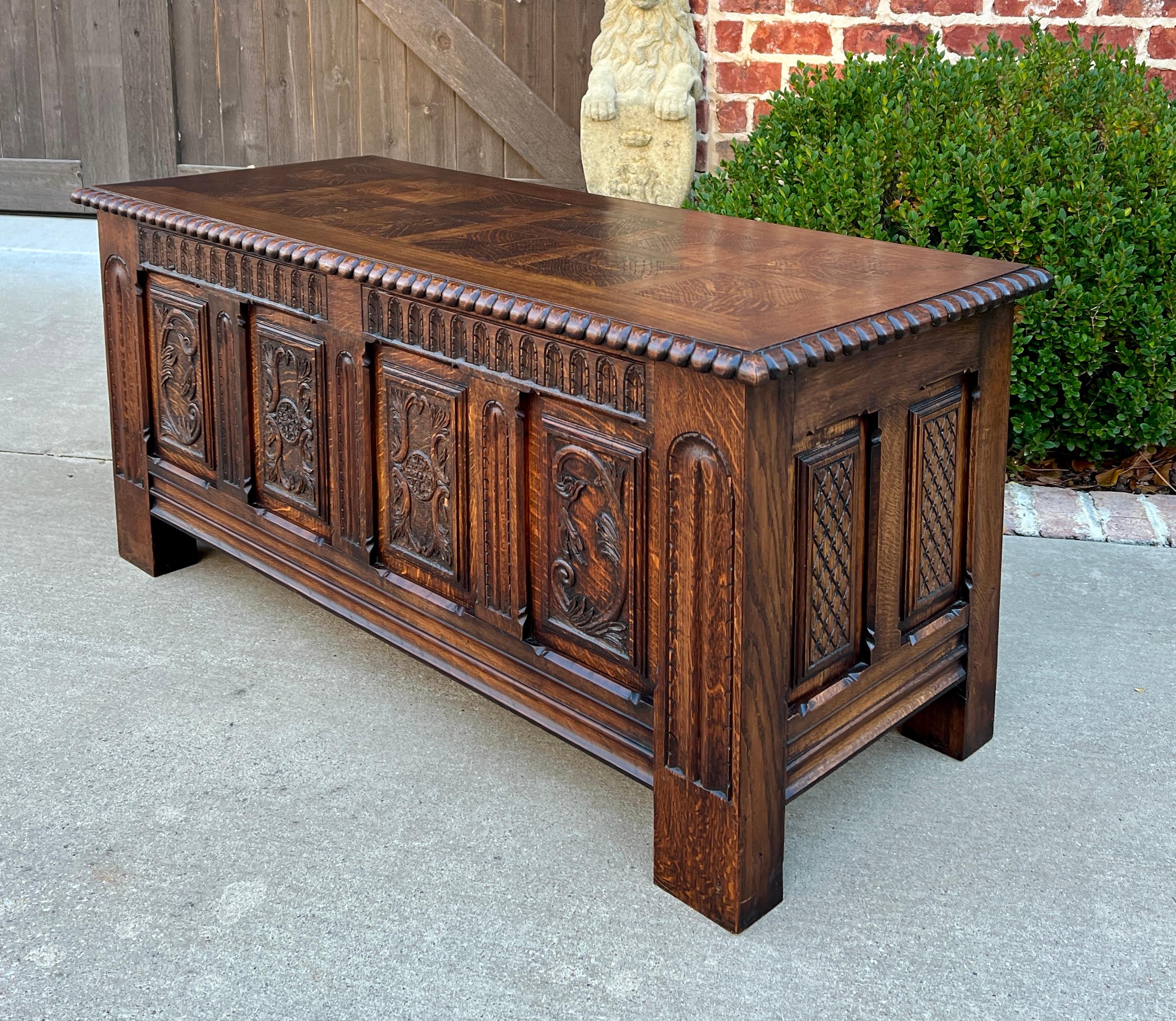Antique French Blanket Box Chest Trunk Coffee Table Storage Chest Coffer Oak 8