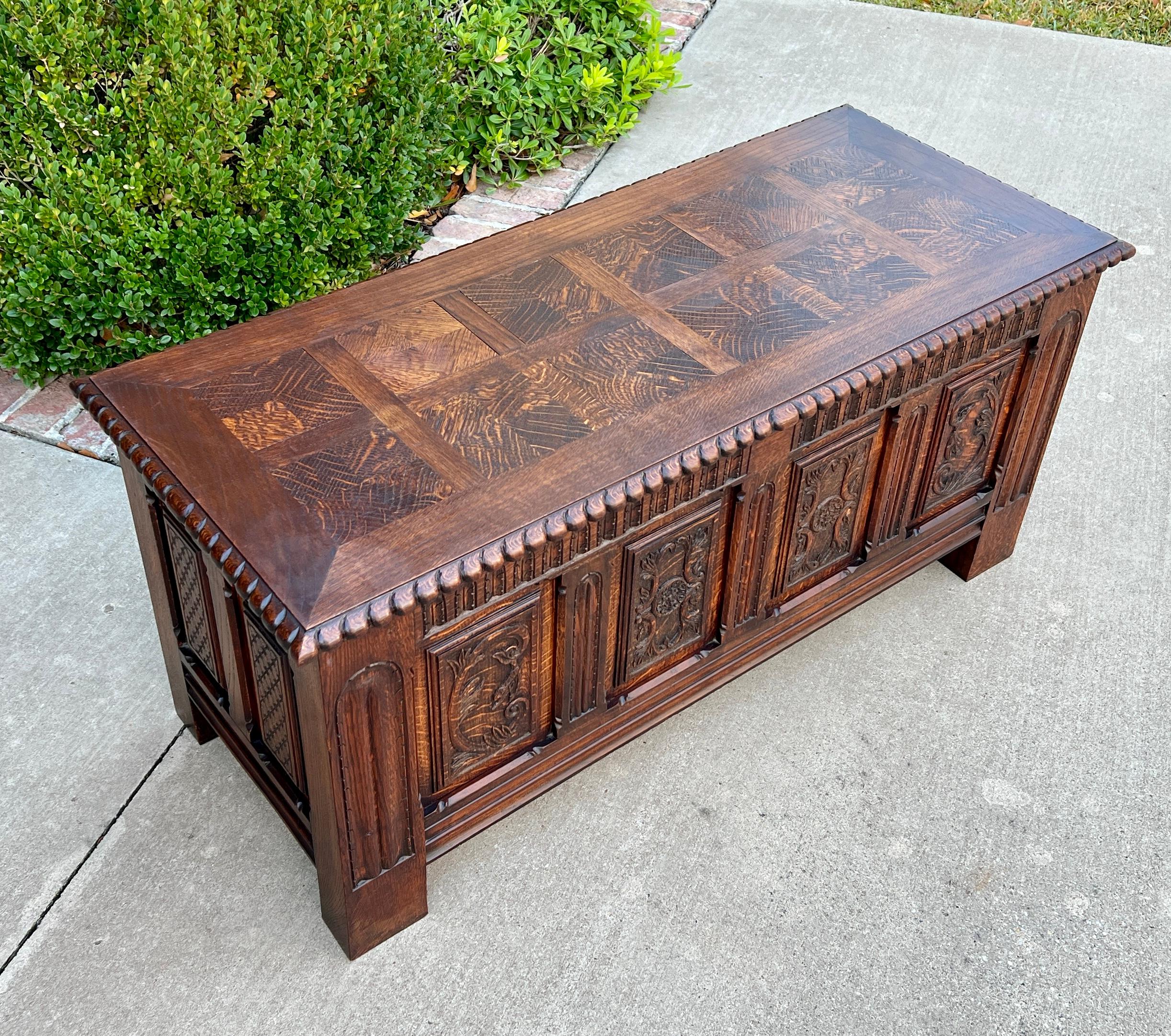 Carved Antique French Blanket Box Chest Trunk Coffee Table Storage Chest Coffer Oak