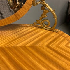 Antique French Bleached Mahogany Kidney Shape Dressing Table with Sconces