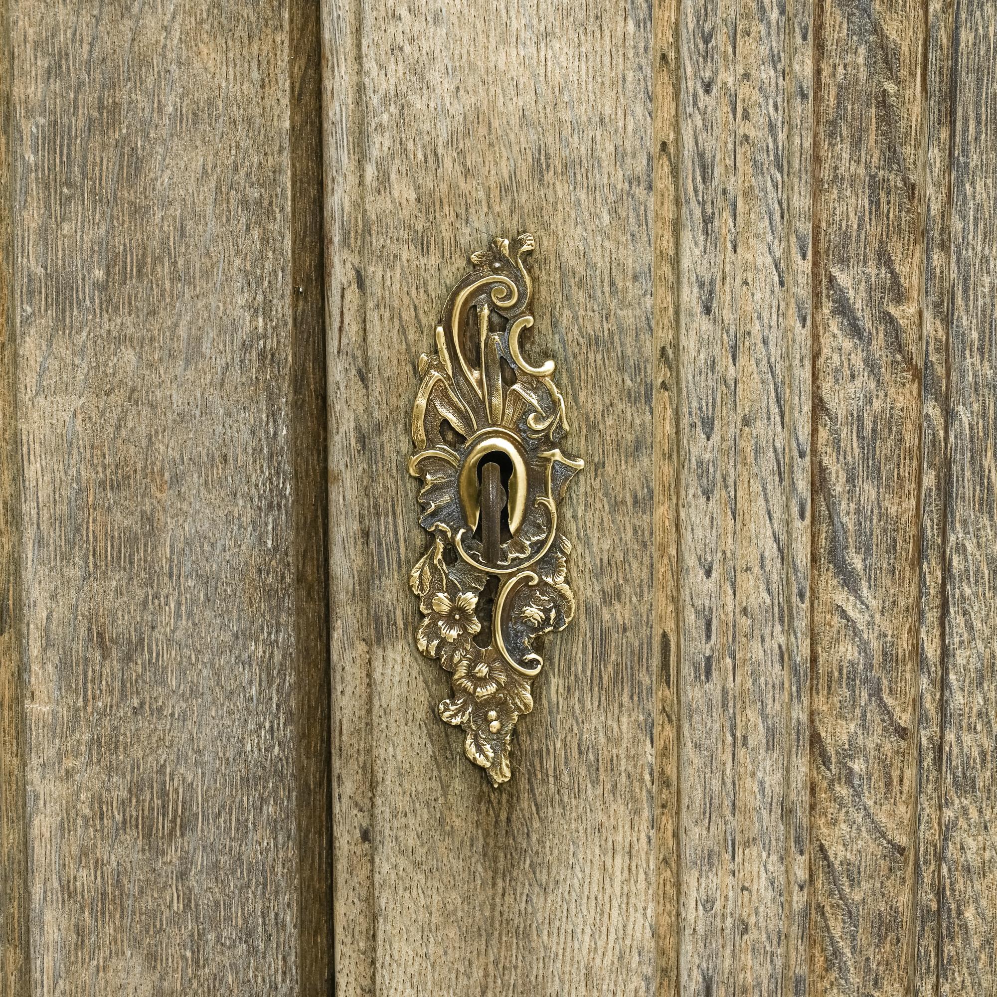 Antique French Bleached Oak Armoire 1