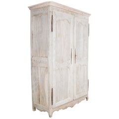 Antique French Bleached Oak Armoire