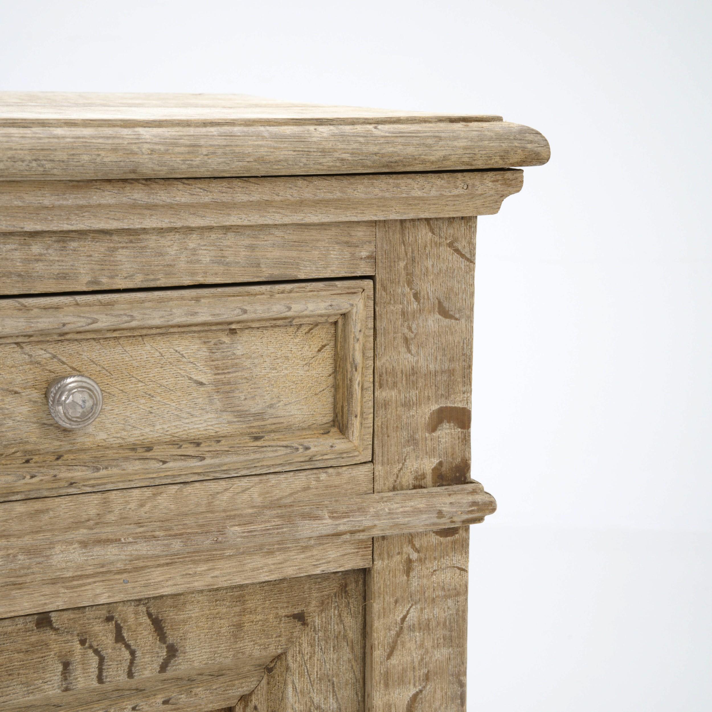 Antique French Bleached Oak Bedside Table 5