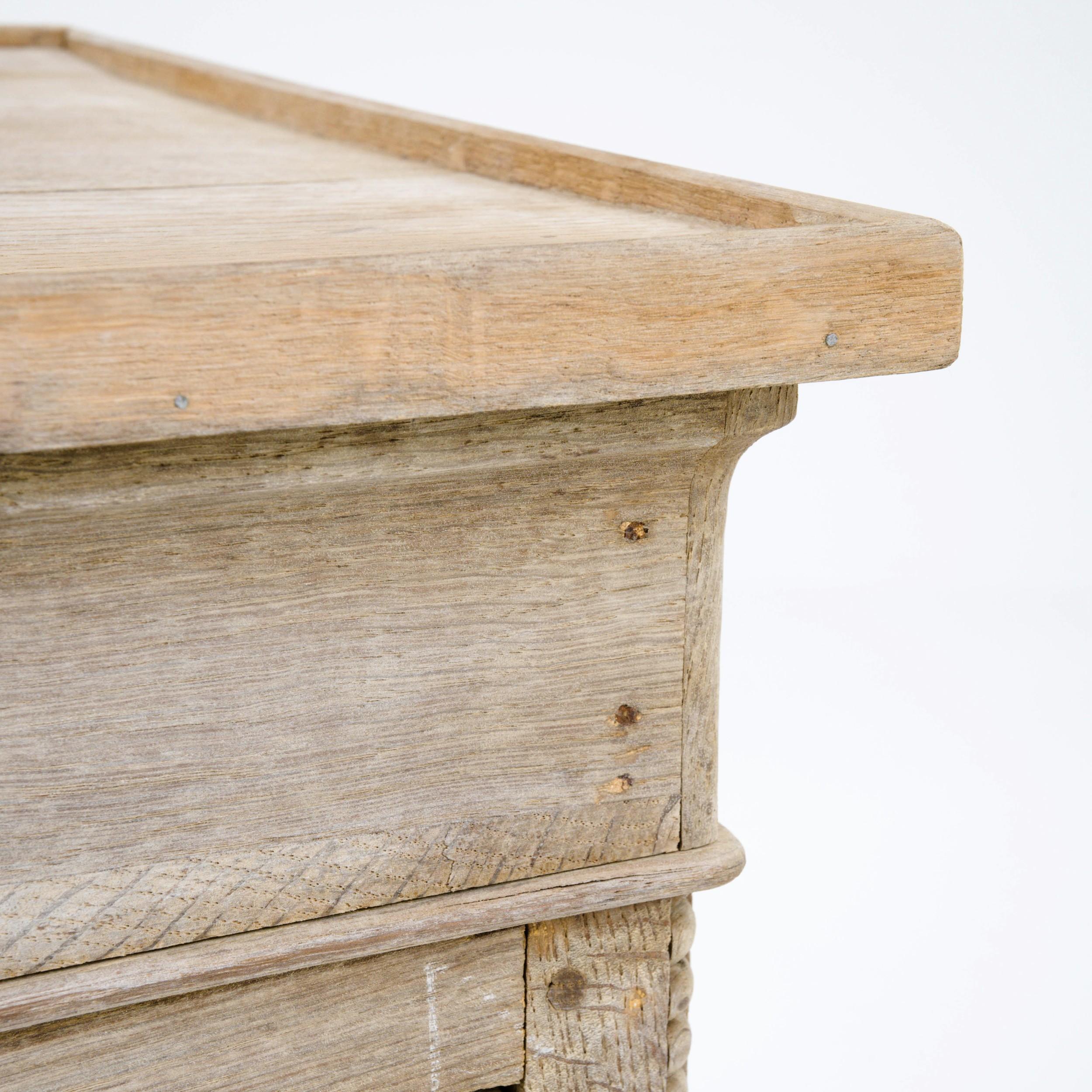 Antique French Bleached Oak Bedside Table 6