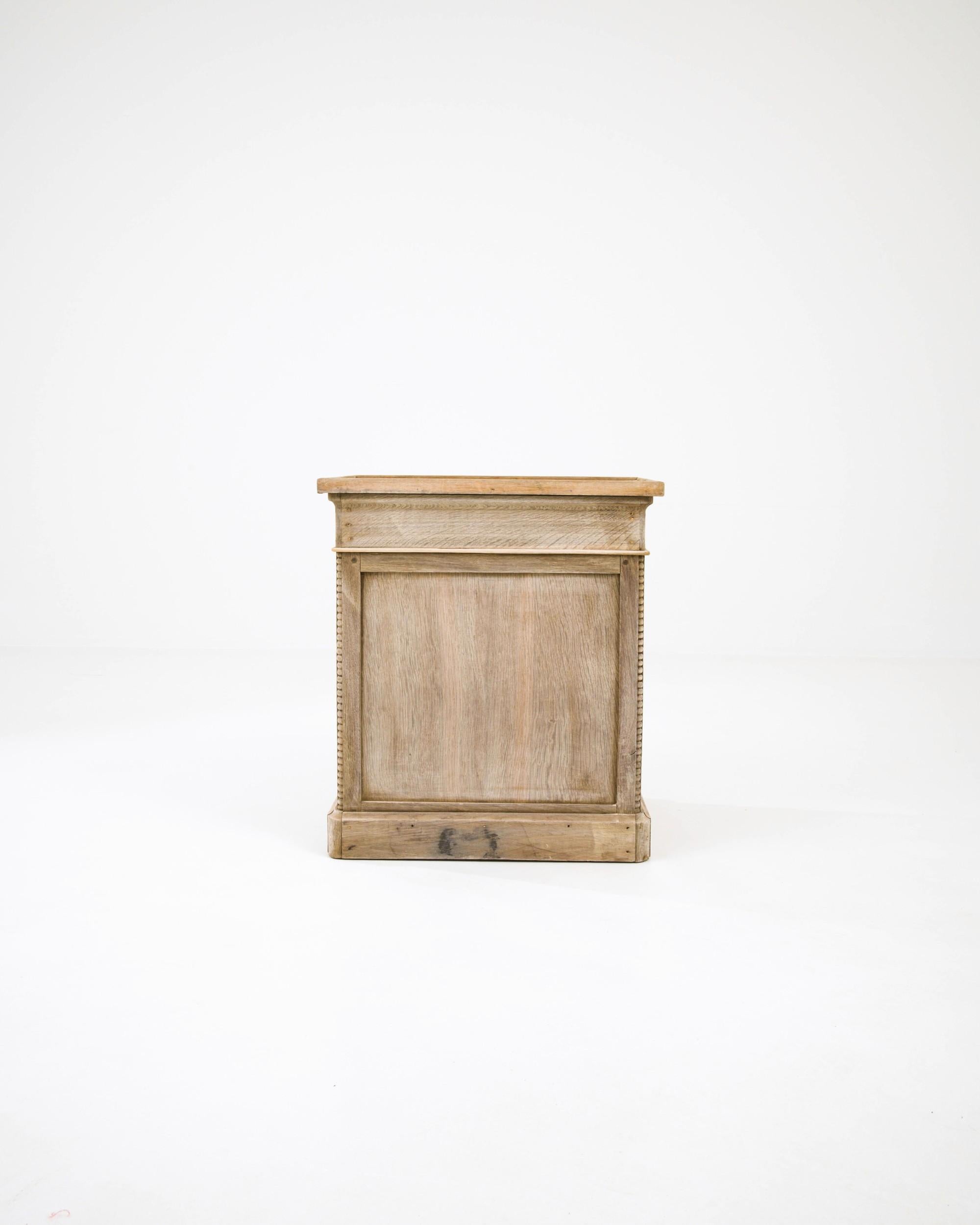 Antique French Bleached Oak Bedside Table 9