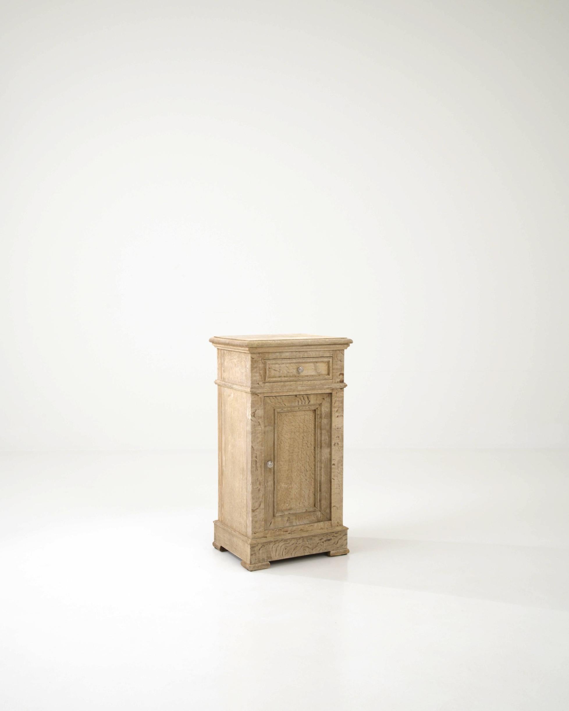 Early 20th Century Antique French Bleached Oak Bedside Table For Sale