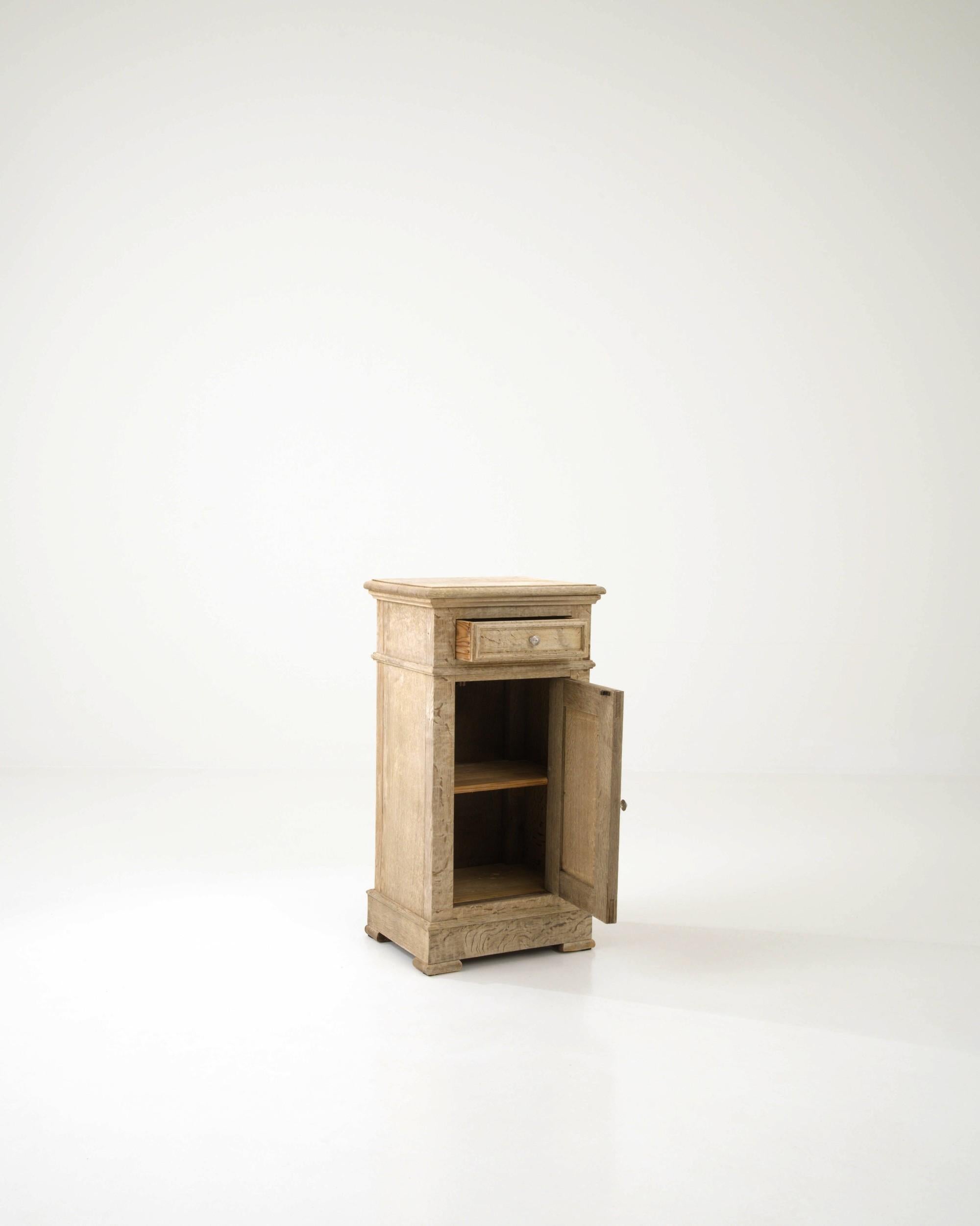 Antique French Bleached Oak Bedside Table For Sale 2