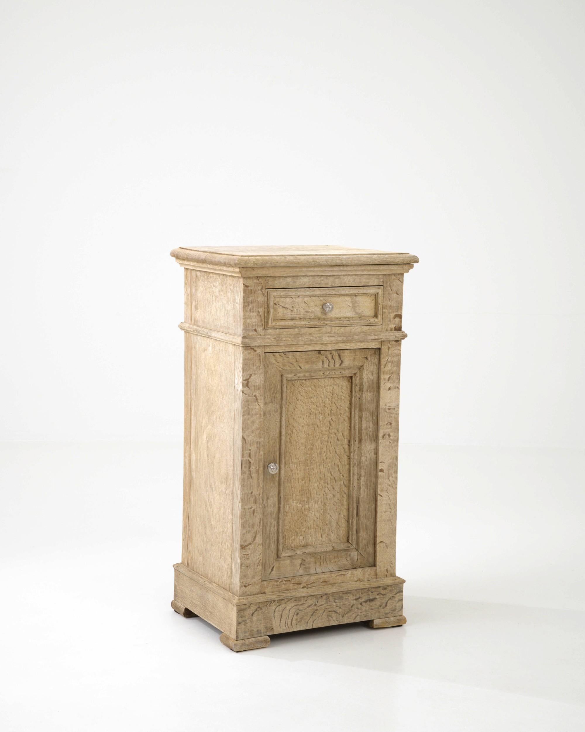 Antique French Bleached Oak Bedside Table For Sale 3