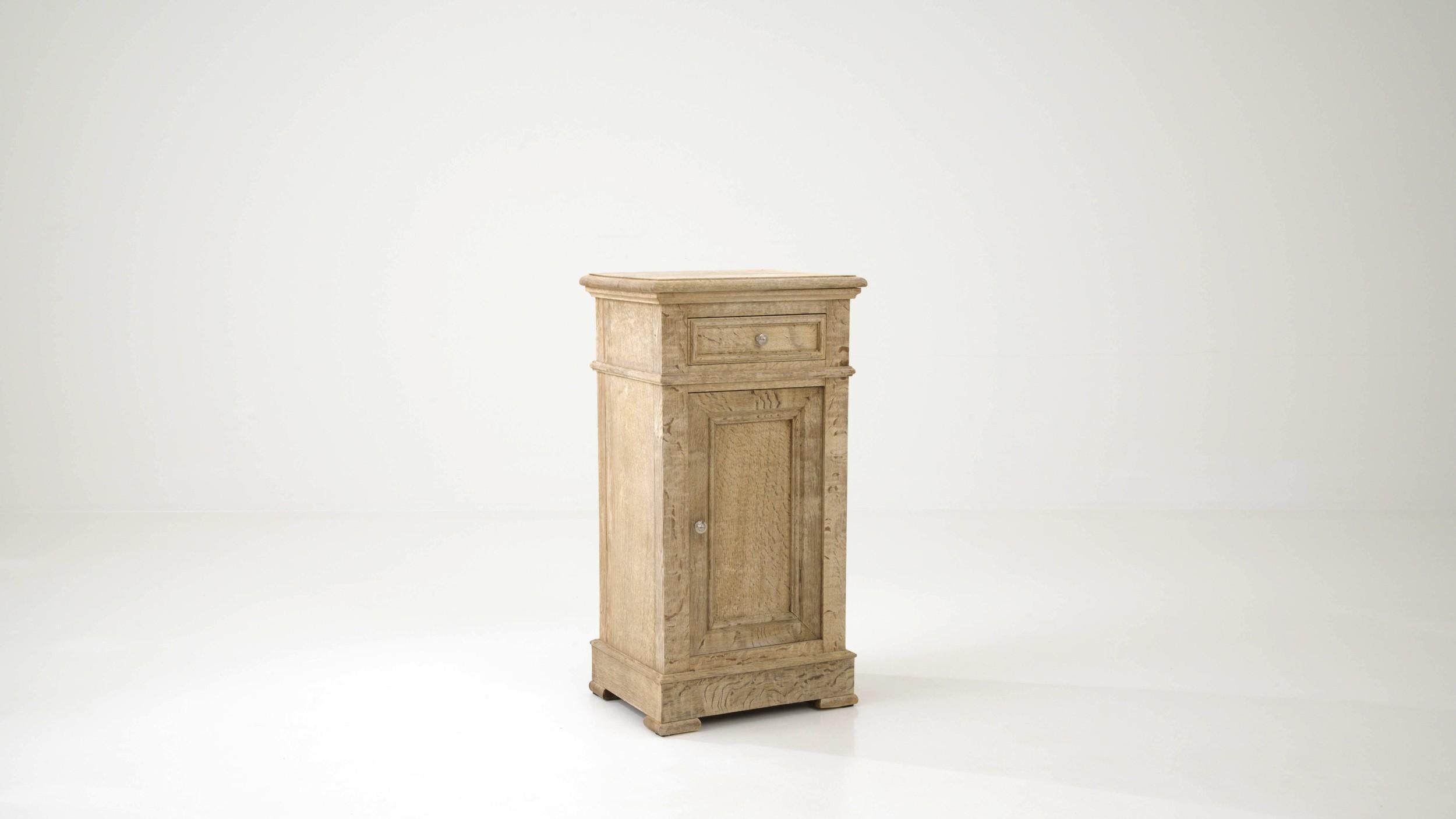 Antique French Bleached Oak Bedside Table For Sale 4