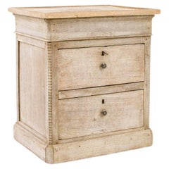 Antique French Bleached Oak Bedside Table