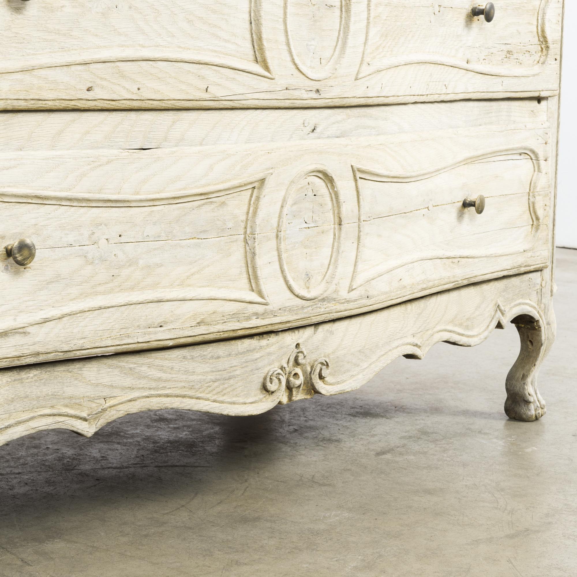 Brass Antique French Bleached Oak Buffet