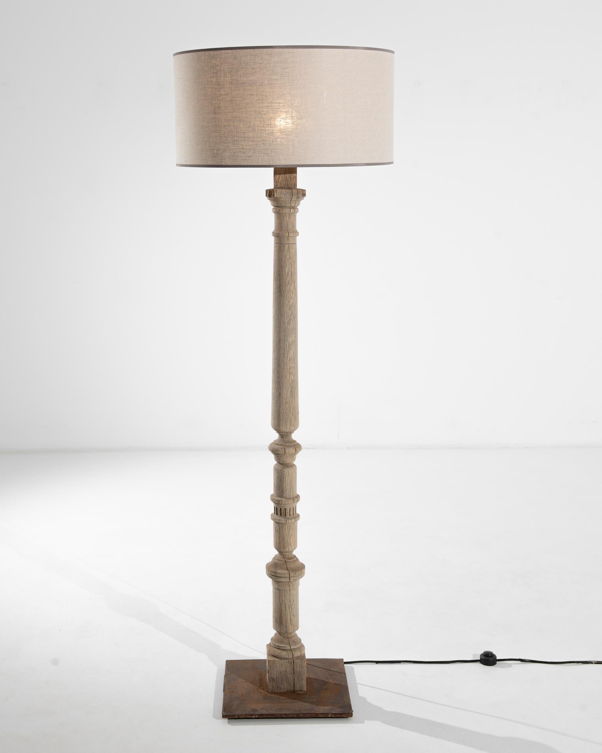 French Provincial Antique French Bleached Oak Floor Lamp