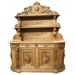 Buffet de chasse français ancien en chêne blanchi St. Hubert, vers 1880