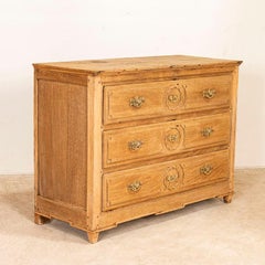 Antique French Bleached Oak Large Chest of 3-Drawers