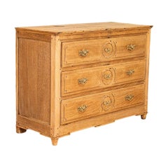 Antique French Bleached Oak Large Chest of 3-Drawers