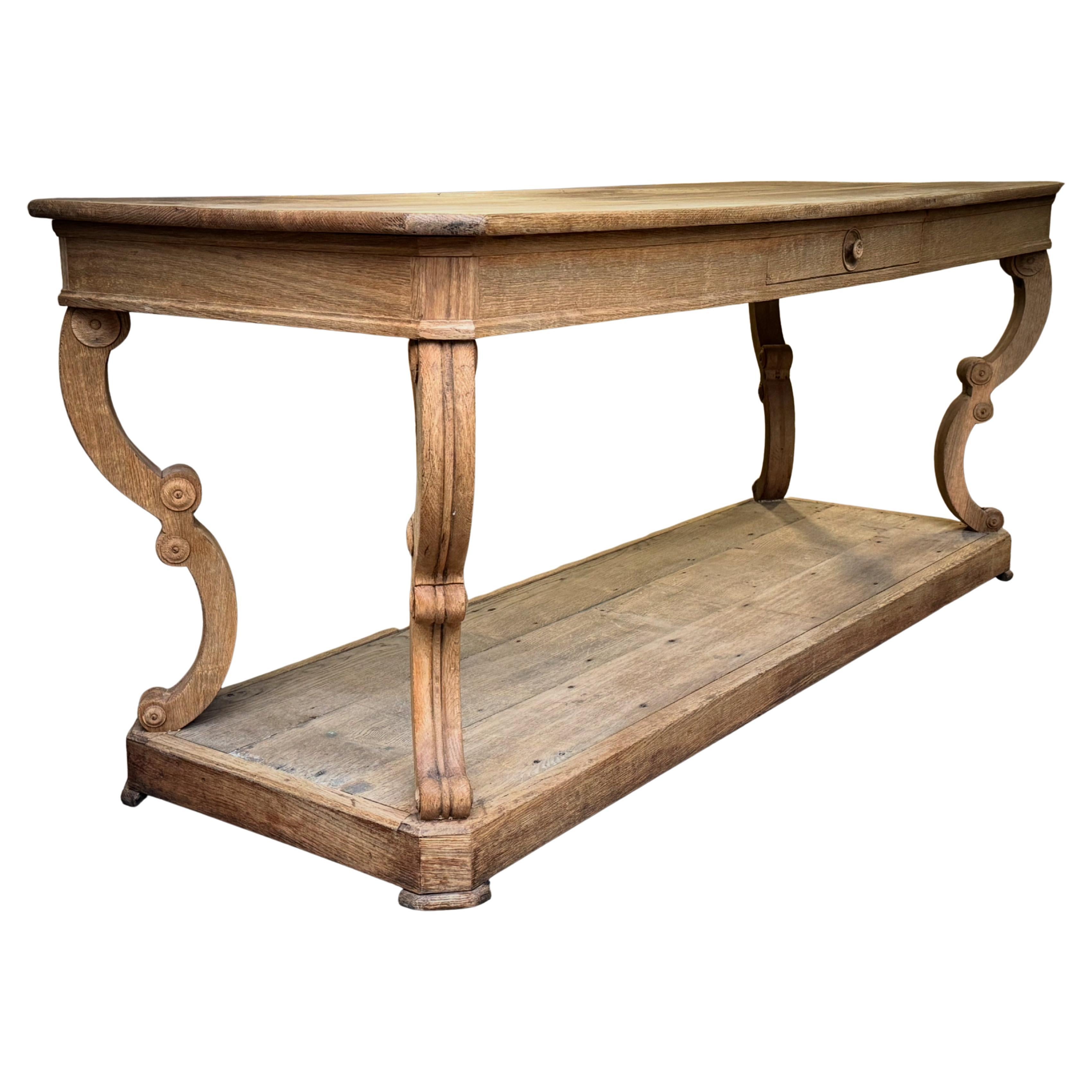 Mesa Consola de Tienda Antique French de Roble Blanqueado