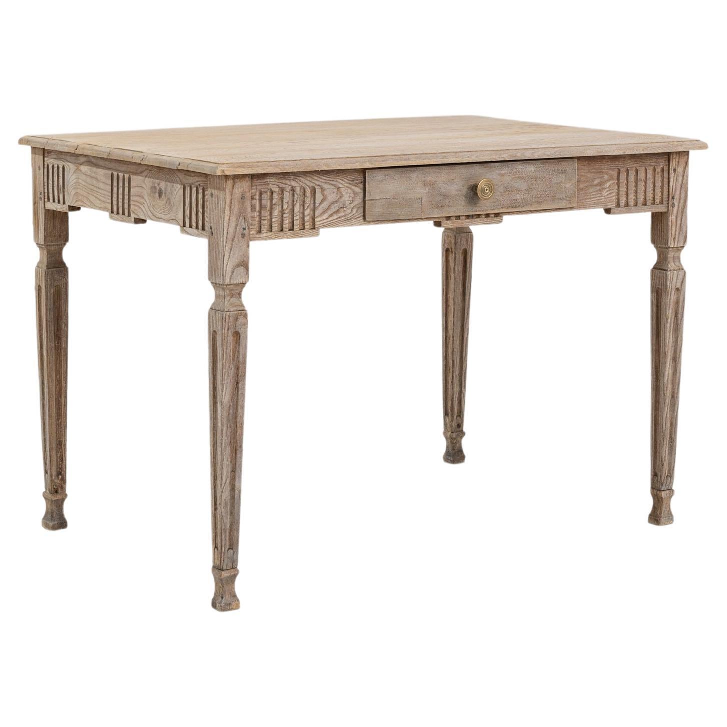 Antique French Bleached Oak Side Table at 1stDibs