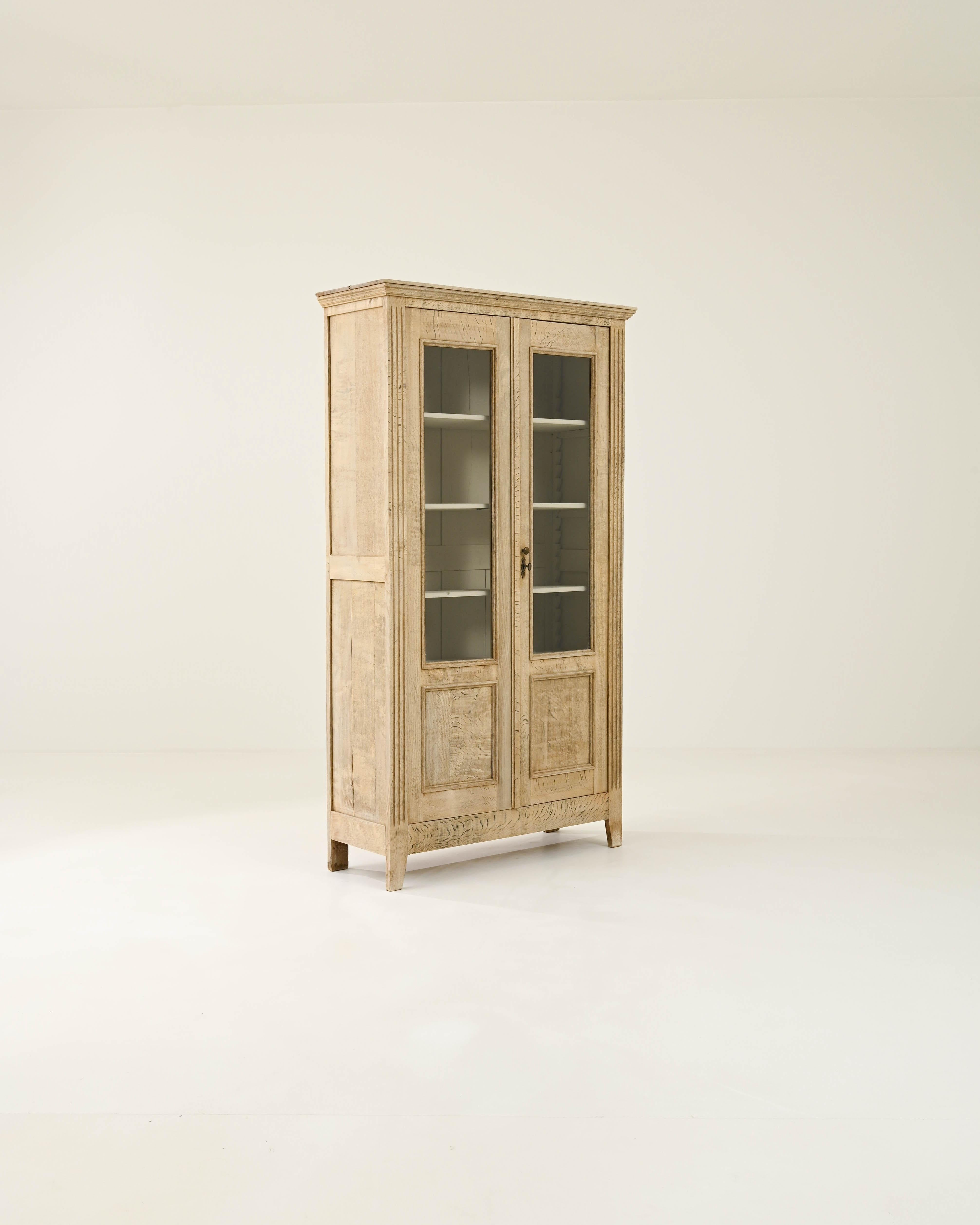 19th Century Antique French Bleached Oak Vitrine