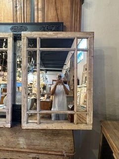 Antique French Bleached Pine Architectural Mirrors