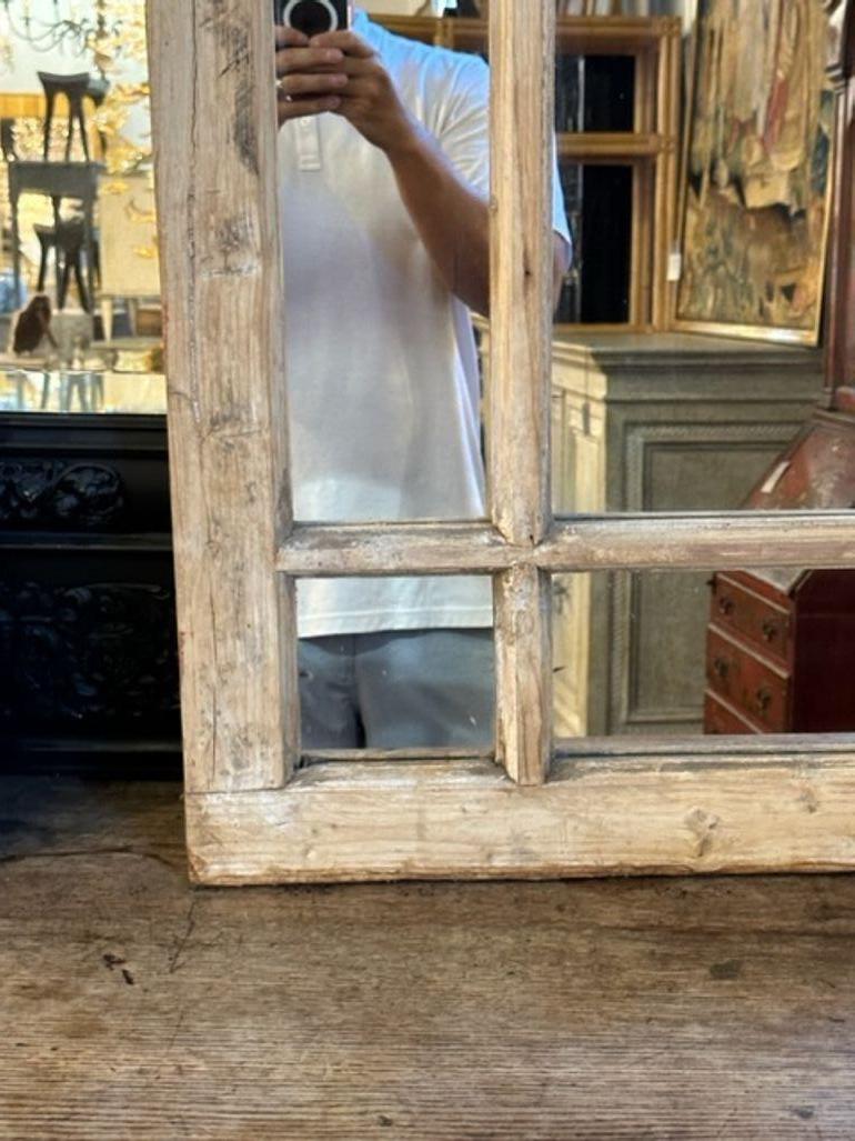 Antique French Bleached Pine Architectural Mirrors For Sale 1