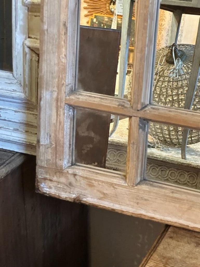 Antique French Bleached Pine Architectural Mirrors For Sale 2