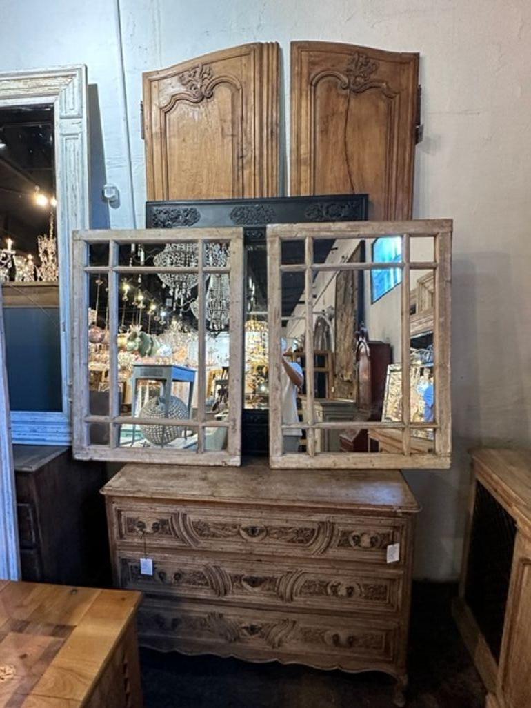 Antique French Bleached Pine Architectural Mirrors For Sale 3