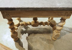 Antique French Bleached Walnut and Bluestone Louis XIII Side Table, 19th Century
